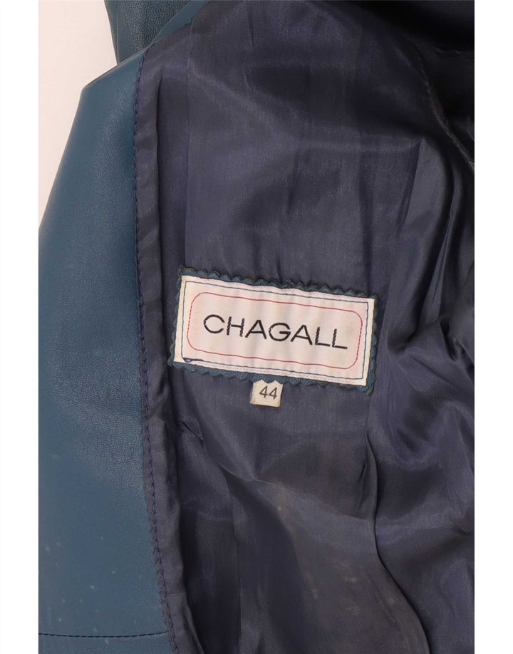 Chagall Womens Leather Jacket IT 44 Medium Blue
