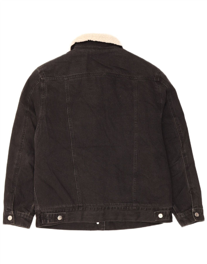 Topshop Giacca in denim Sherpa oversize da donna UK 8 Small Black Classic