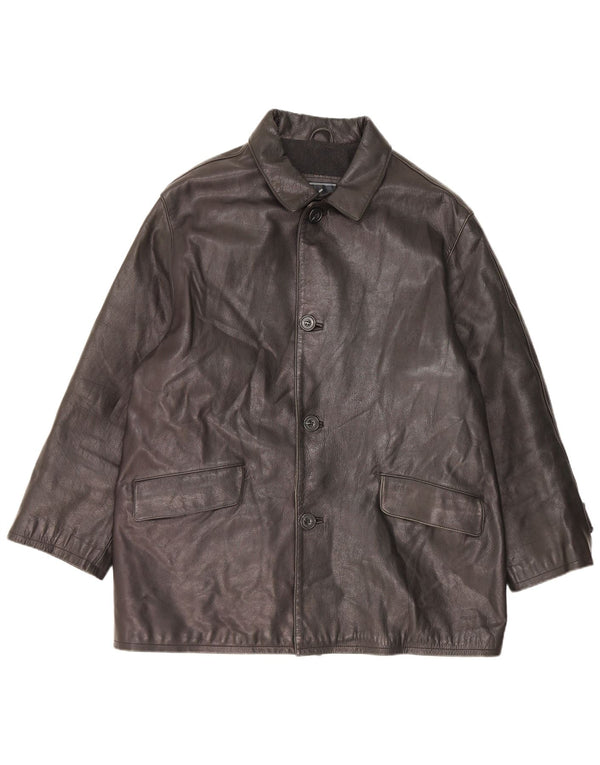 Daniel Hechter Mens Leather Jacket IT 52 XL Black