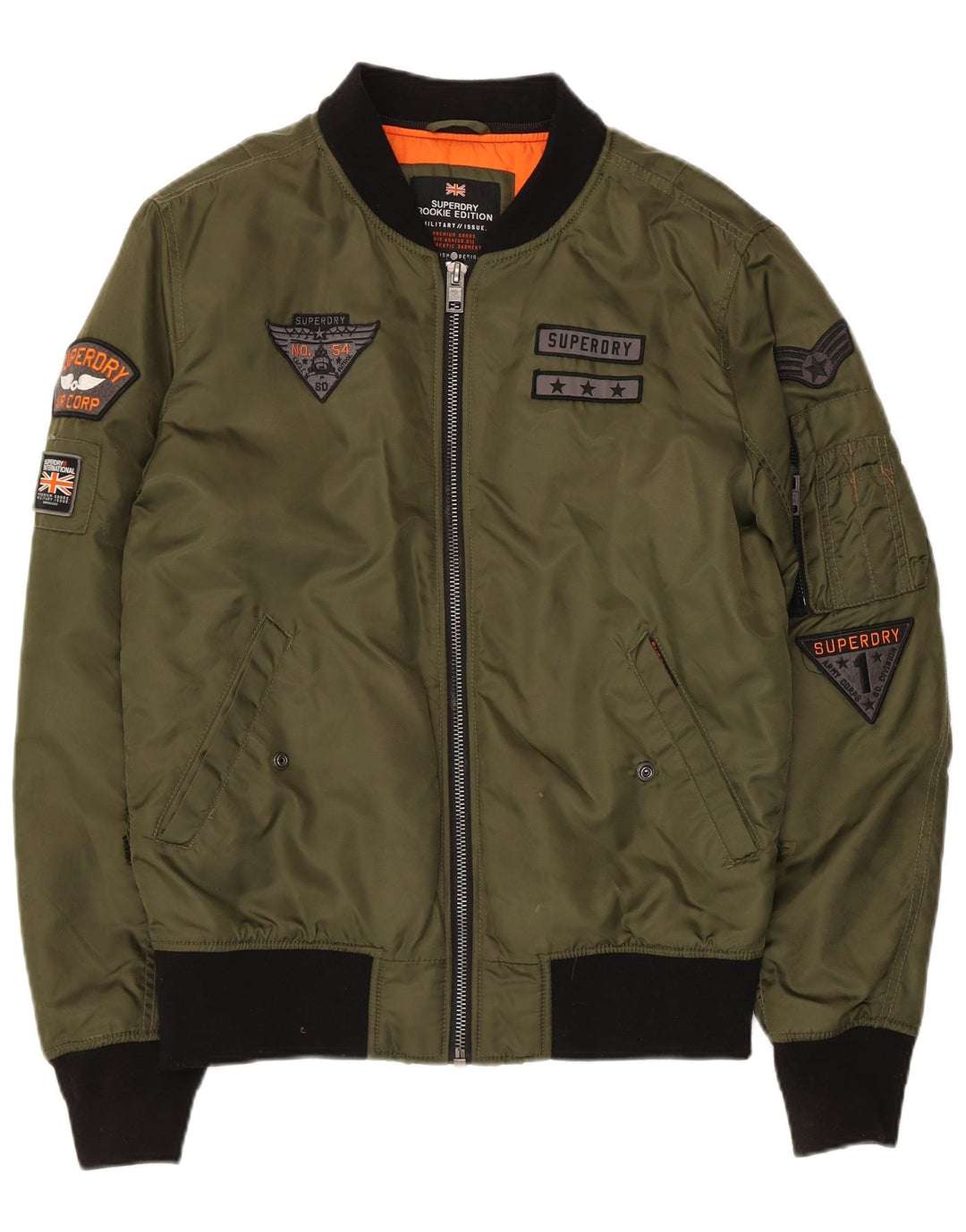 Superdry Mens Military Bomber Jacket UK 38 Medium Khaki Nylon
