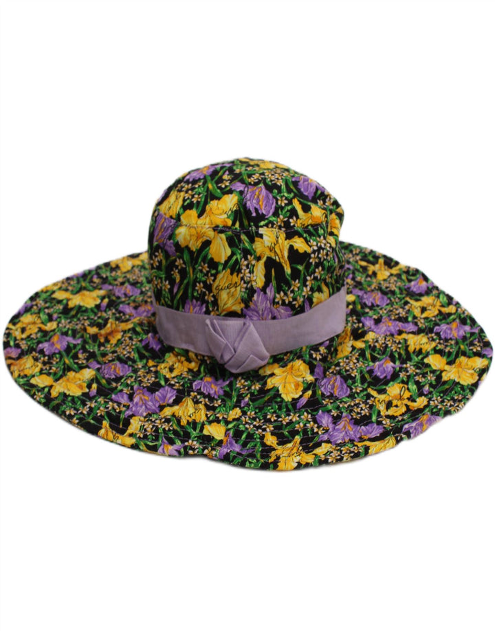 Guess Womens Graphic Bucket Hat Medium Multicoloured Floral Cotton Bohemian