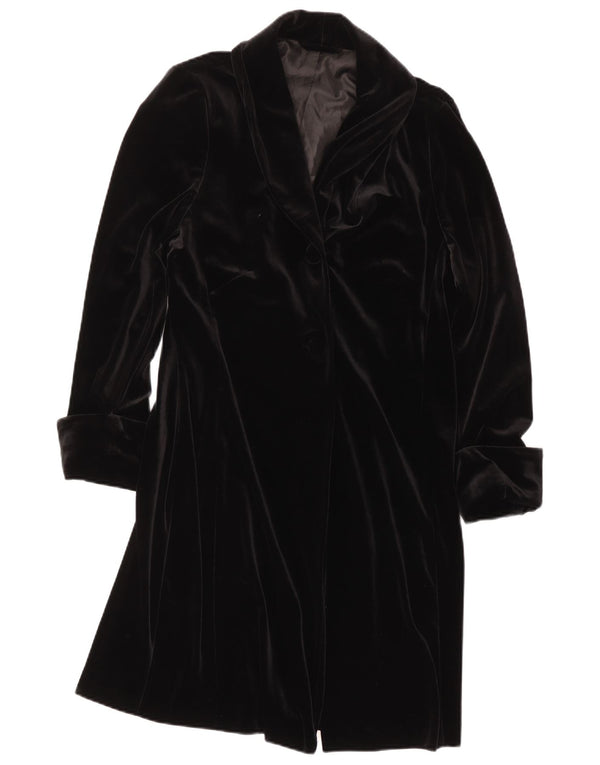 Vintage Dame Velvet Overcoat UK 16 Large Black Polyester