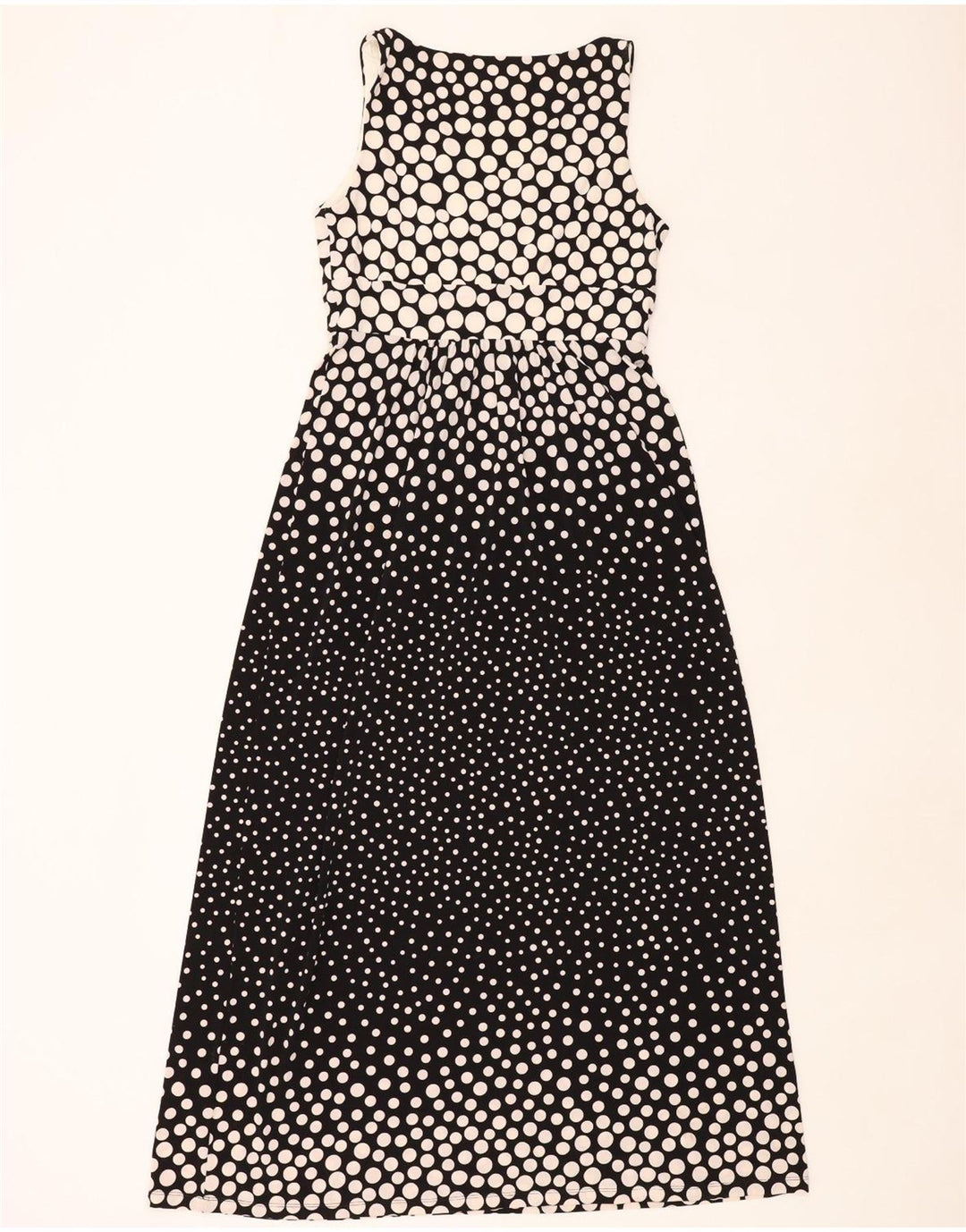 CHAPS Womens Sleeveless Maxi Dress UK 14 Large Black Spotted Polyester
