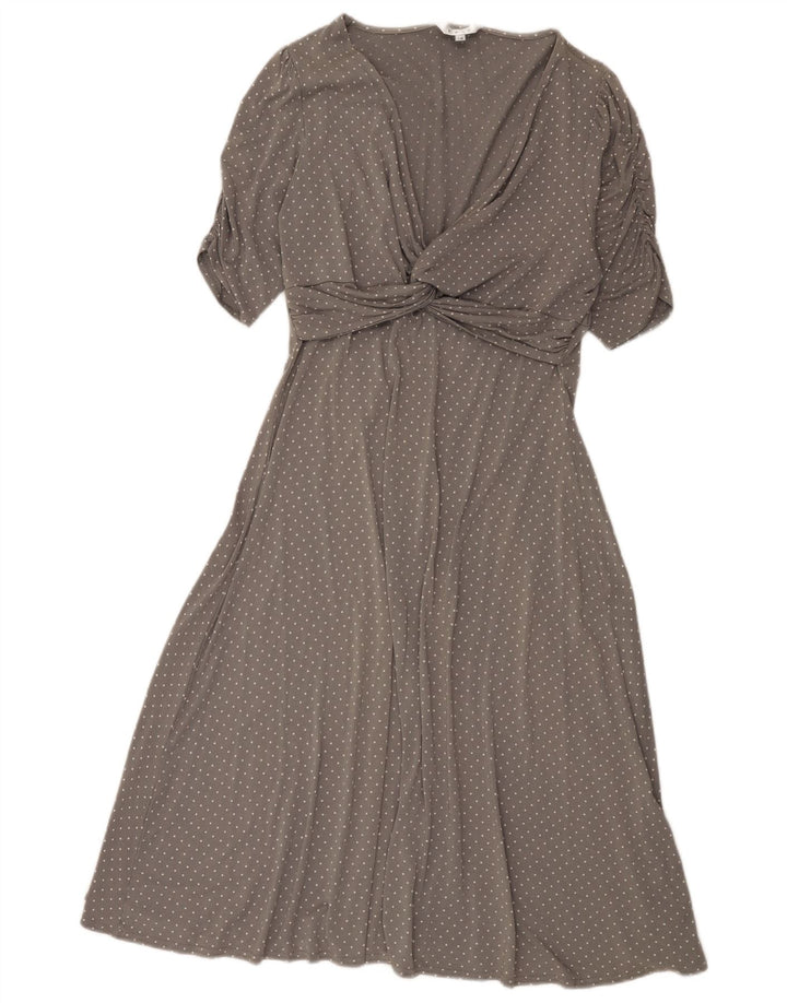 East Womens A-Line Dress UK 14 Medium Grey Spotted Viscose
