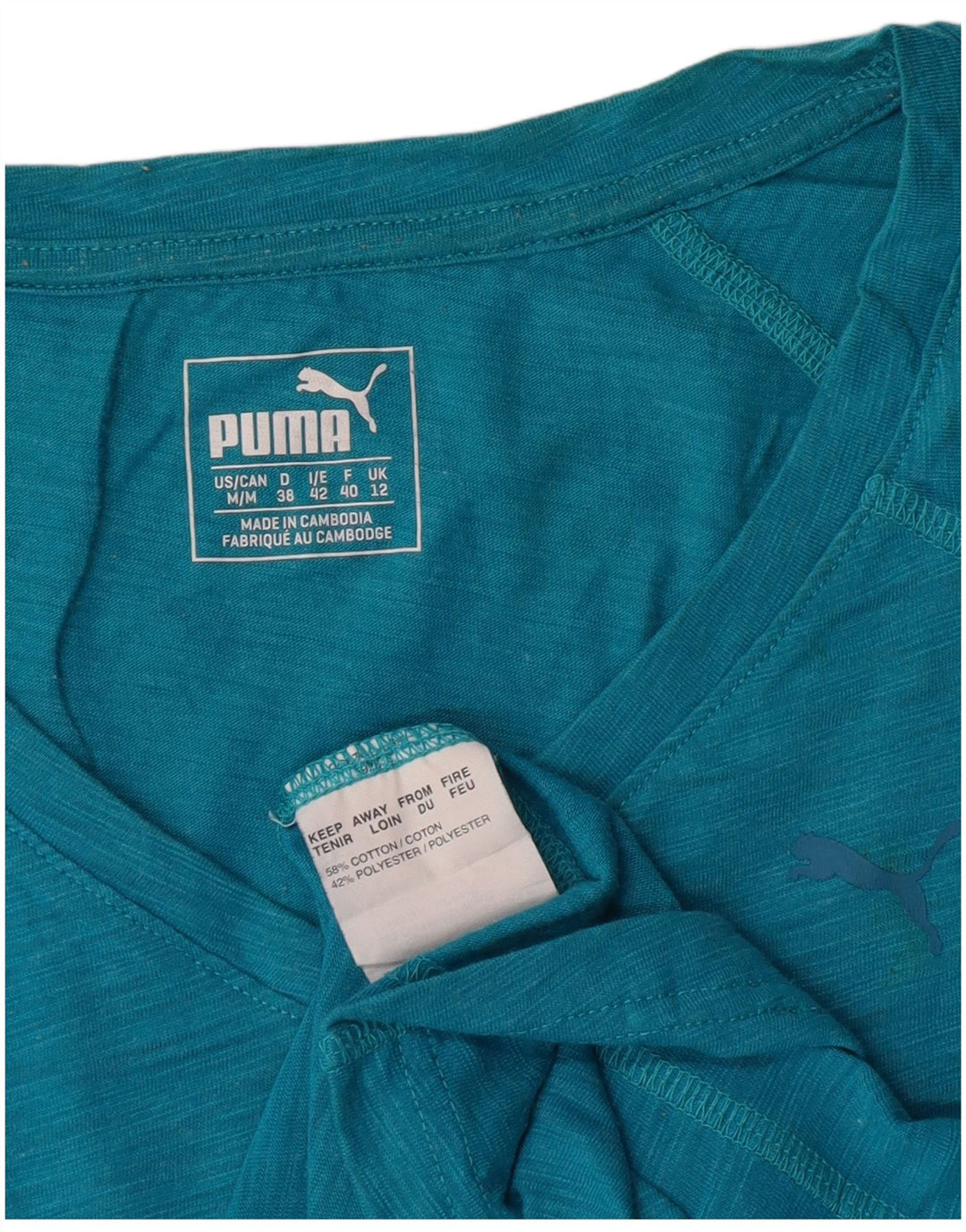 Puma Womens T-Shirt Top UK 12 Medium  Blue Flecked Cotton