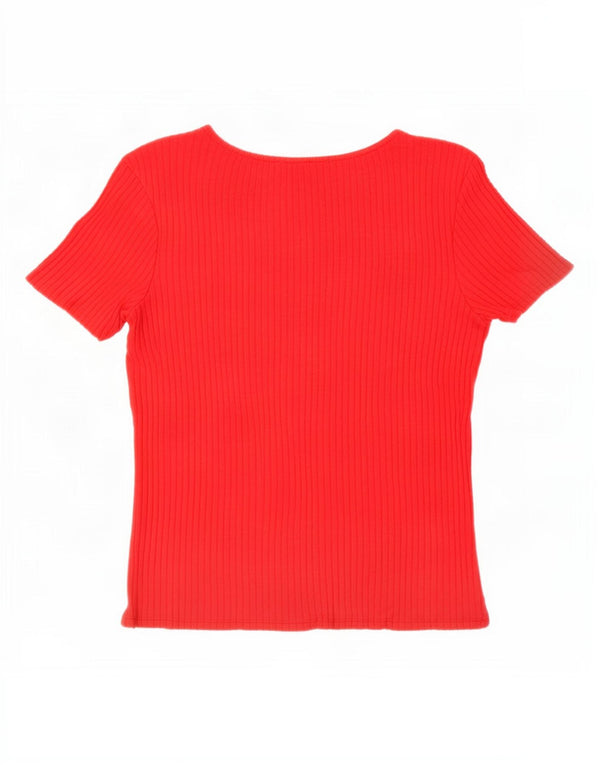 Zara Womens T-Shirt Top UK 12 Medium Red Viscose