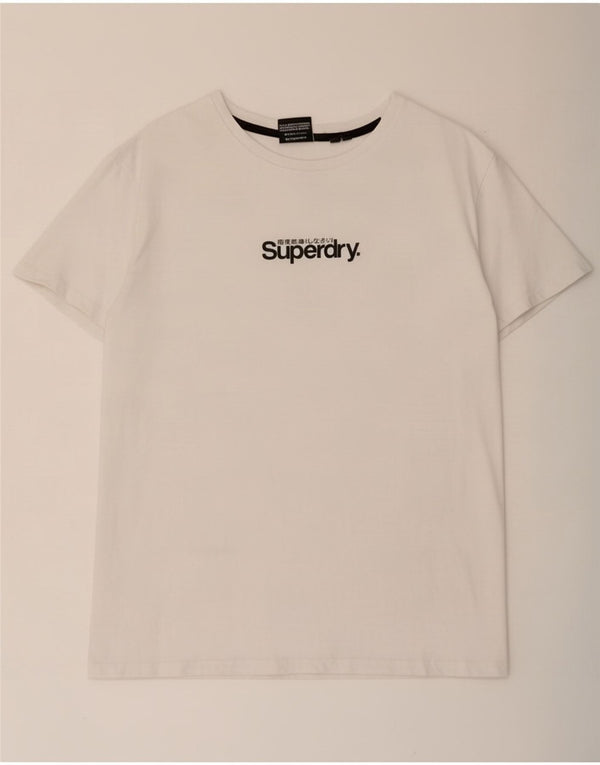 Superdry Mens Graphic T-Shirt Top Grande Algodão Branco
