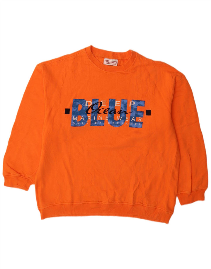 Stefanel Sweat-shirt graphique pour homme XL Orange