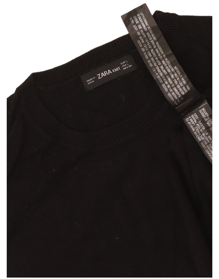 Zara Womens Vest Tank Top UK 14 Large Black Viscose