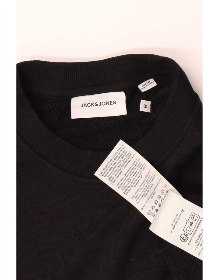 Jack & Jones Mens Graphic Sweatshirt Jumper Medium Black Cotton