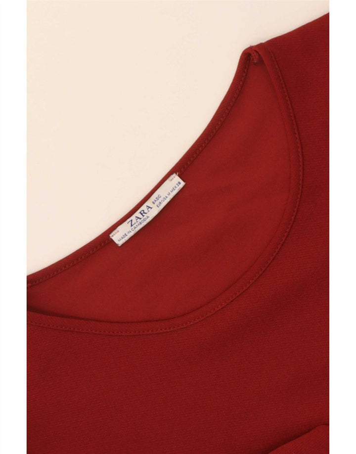 Zara Damen Etuikleid mit 3/4-Ärmeln, UK 14, Mittelrot