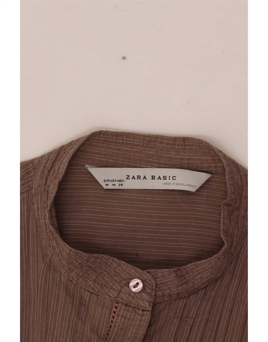 Zara Womens Tuxedo Shirt UK 12 Medium Brown Striped