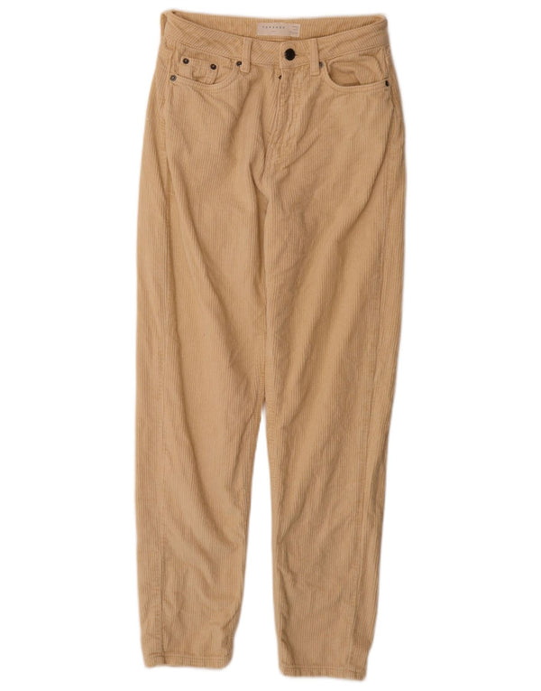 Topshop Womens Mom High Waist Tapered Corduroy Trousers W26 L28 Beige