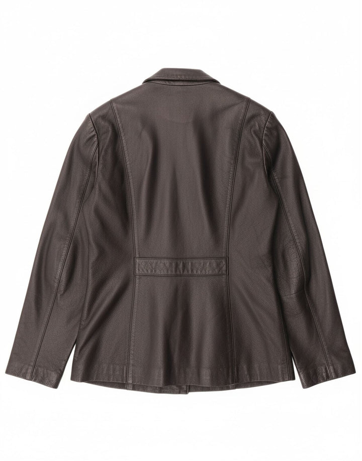 OUTER EDGE Womens Leather Jacket UK 12 Medium Black Leather