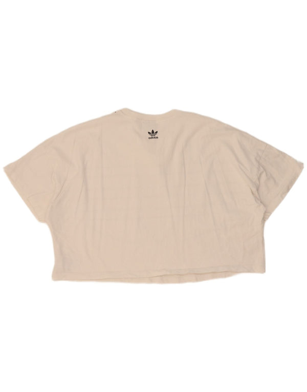 Adidas Womens Crop Graphic T-Shirt Top UK 20 2XL Coton Blanc