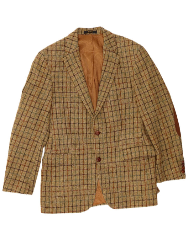Giacca blazer da uomo a 2 bottoni Barbour EU 48 lana vergine a quadri verde medio