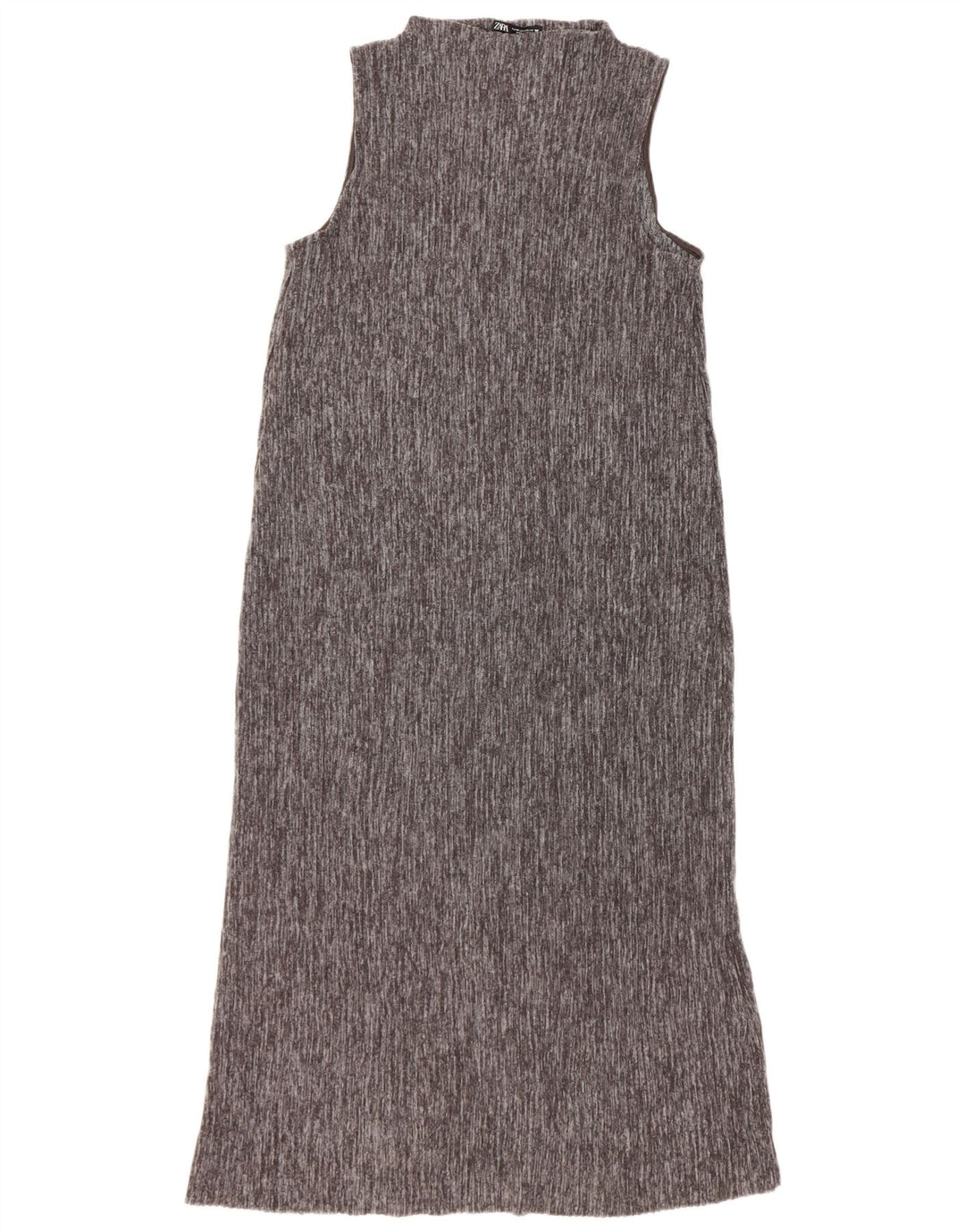 Zara Damen Ärmelloses Maxikleid UK 12 Mittelgraues Polyester