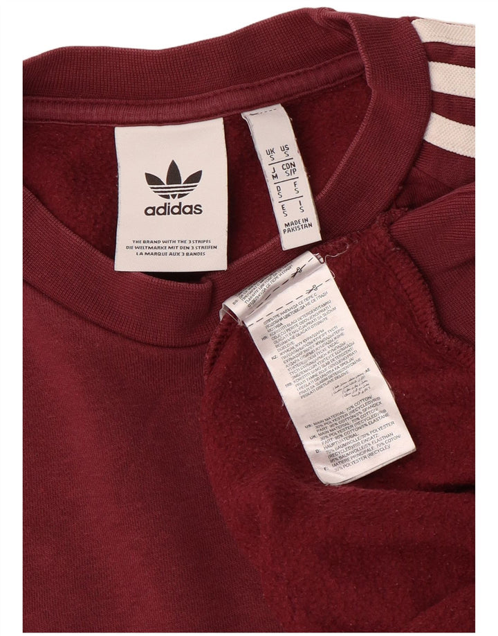 Adidas Mens Sweatshirt Jumper Small Burgundy Cotton