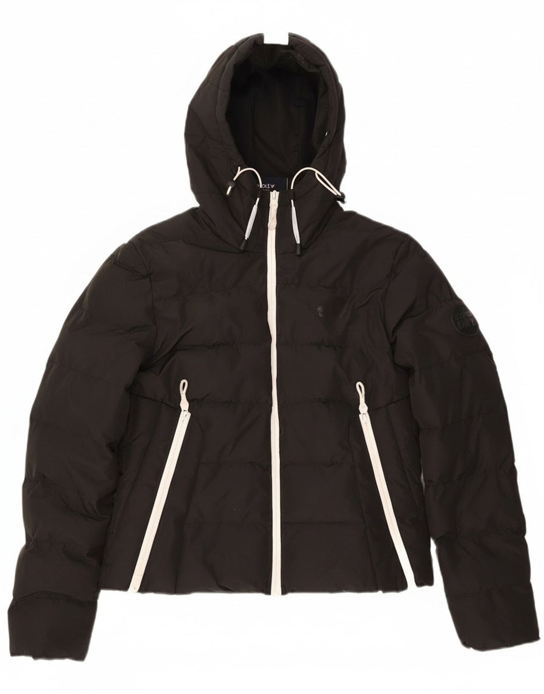 Superdry Womens Oversized Crop Hooded Padded Jacket UK 8 Small Black