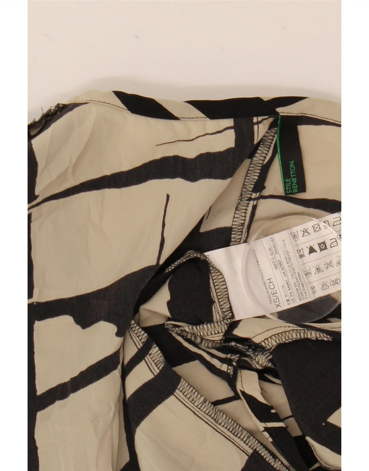 Benetton Damen-Etuikleid mit abstraktem Muster, UK 6, XS, gebrochenes Weiß, Polyester