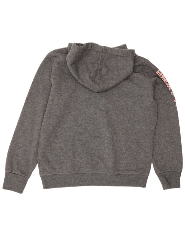 Felpa con cappuccio grafica da donna Superdry UK 16 grande cotone chiazzato grigio
