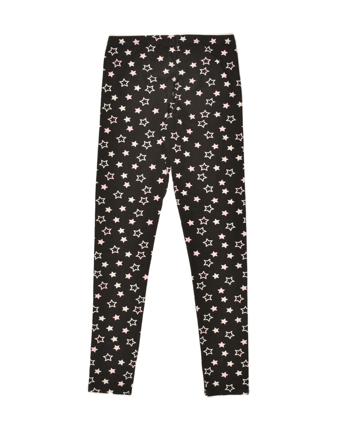 BENETTON Girls Graphic Leggings 11-12 Years 2XL W22 L26 Black Cotton | Vintage Benetton | Thrift | Second-Hand Benetton | Used Clothing | Messina Hembry 