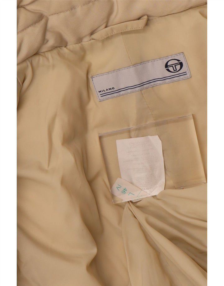 SERGIO TACCHINI Womens Hooded Padded Coat UK 16 Large Beige Polyester
