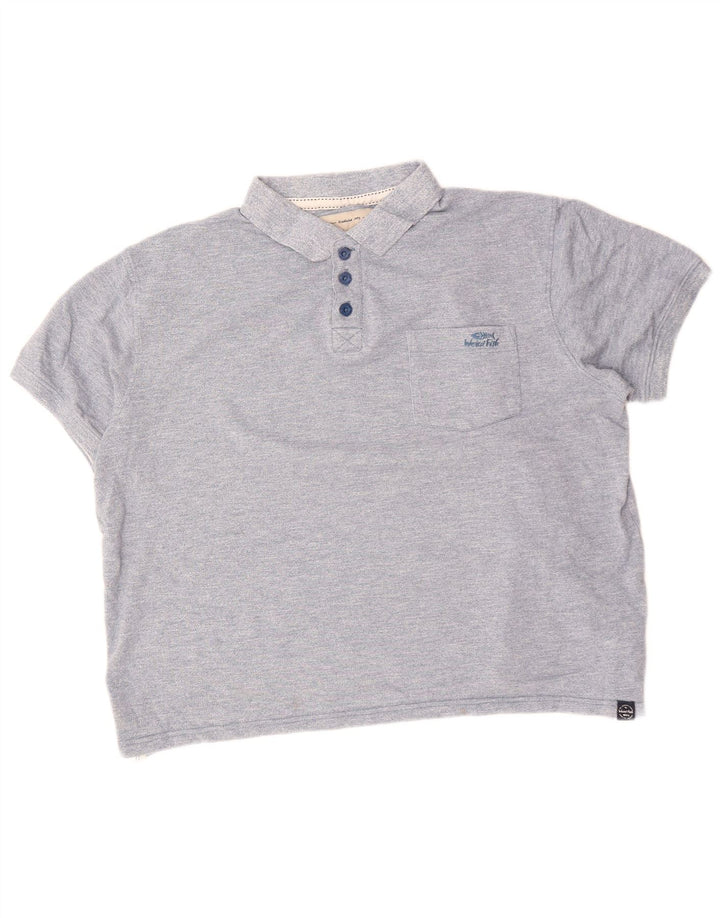 WEIRD FISH Mens Polo Shirt 2XL Blue Cotton