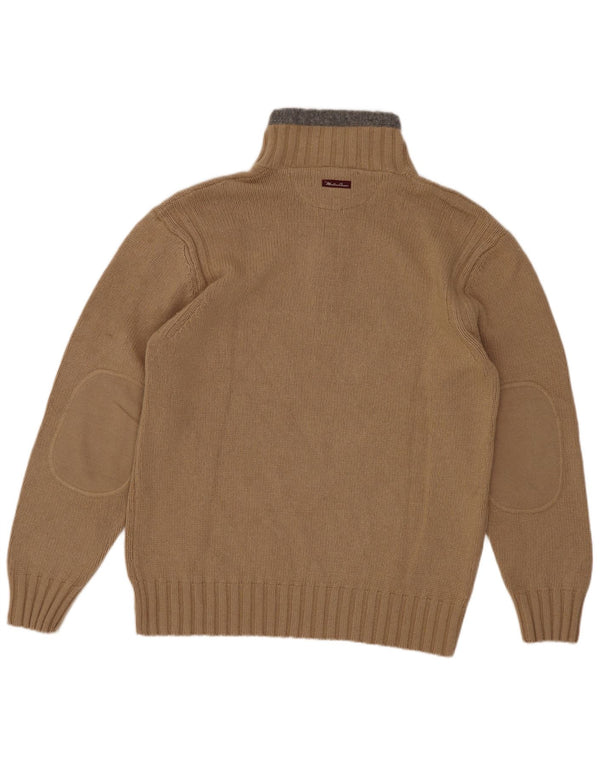 Marlboro Classics Herre Zip Neck Jumper Sweater Medium Beige