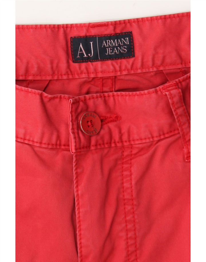Armani Mens Regular Fit Straight Jeans W33 L29 Red Cotton