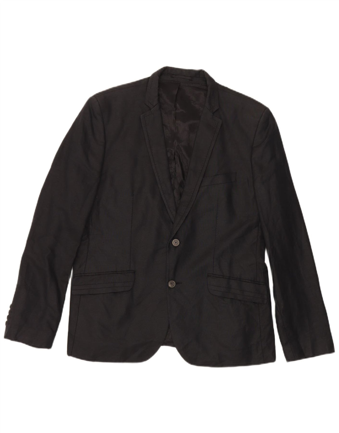 Zara Mens 2 Button Blazer Jacket EU 54 XL Black