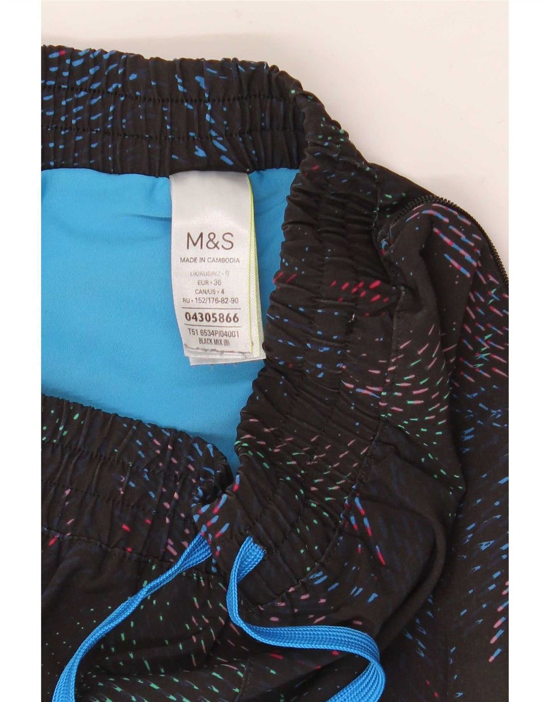 Marks & Spencer Womens Sport Shorts UK 8 Small Black Spotted Polyester