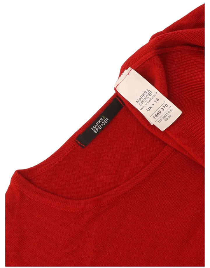 Marks & Spencer Dame sweater med rund hals DK 14 Medium Rød Akryl