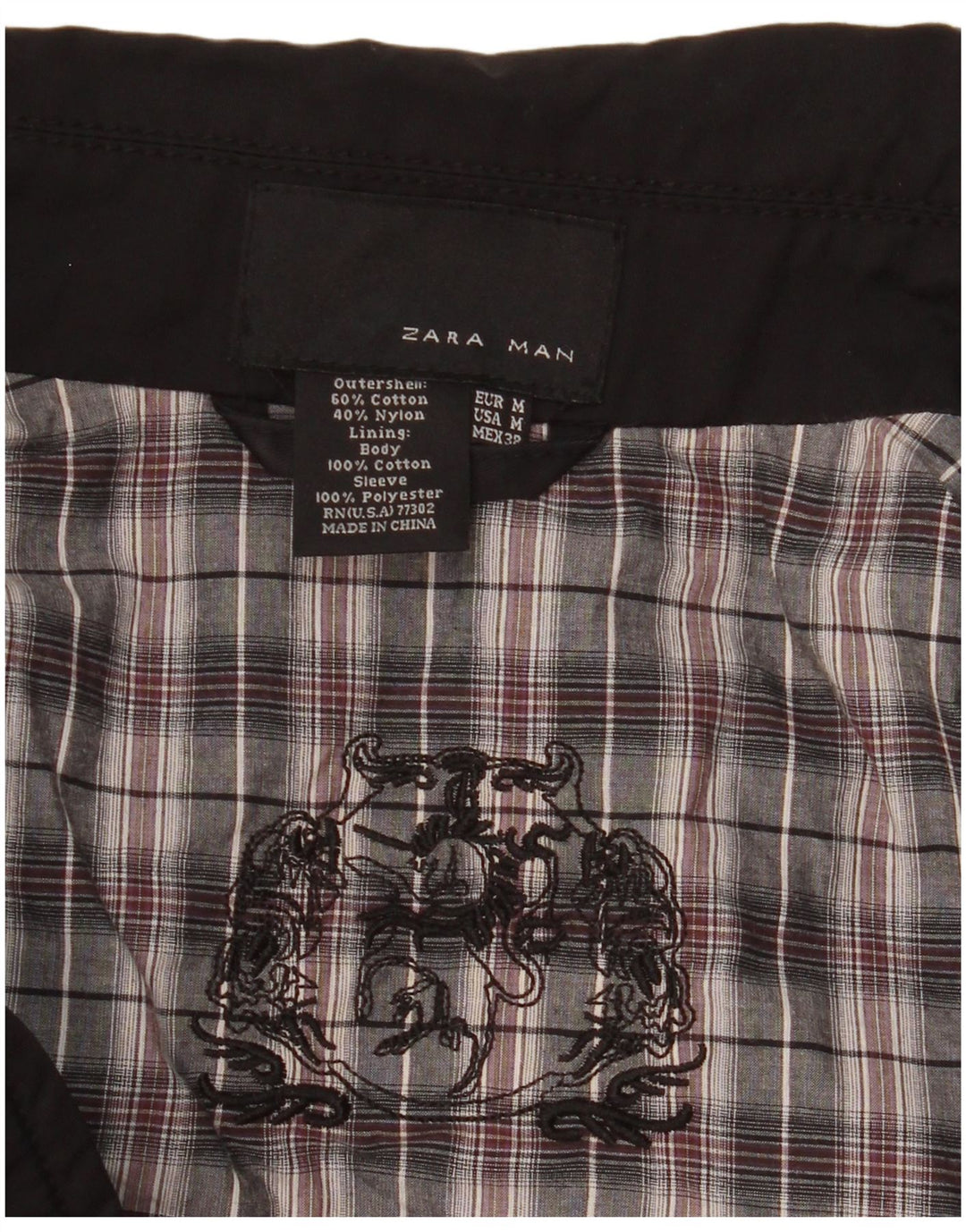 Bomber pentru bărbați Zara UK 38, bumbac mediu negru