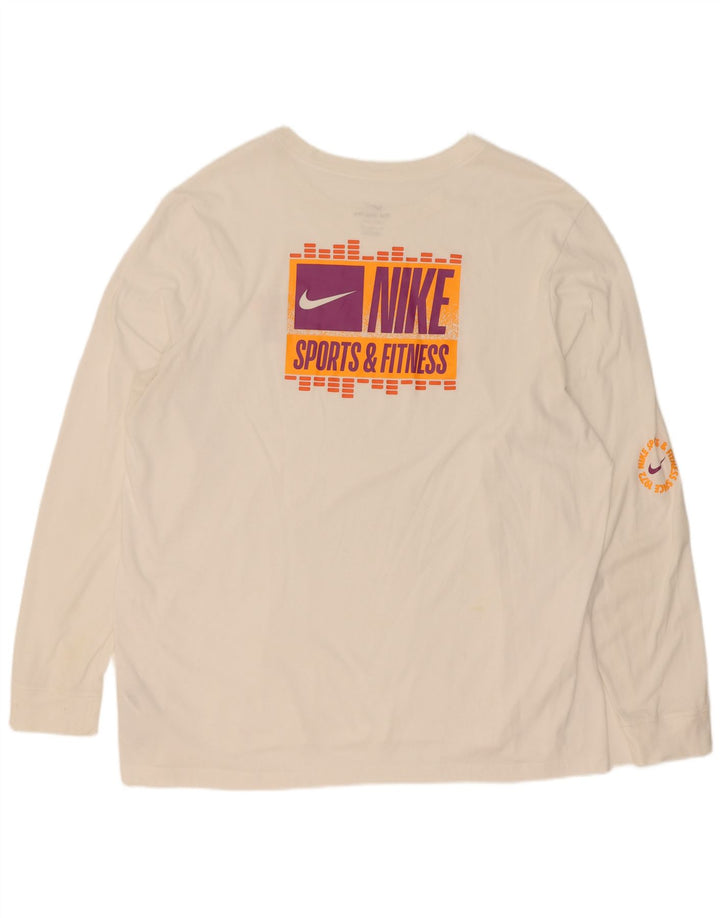 Nike Herre Dri Fit grafisk top langærmet 2XL hvid bomuld