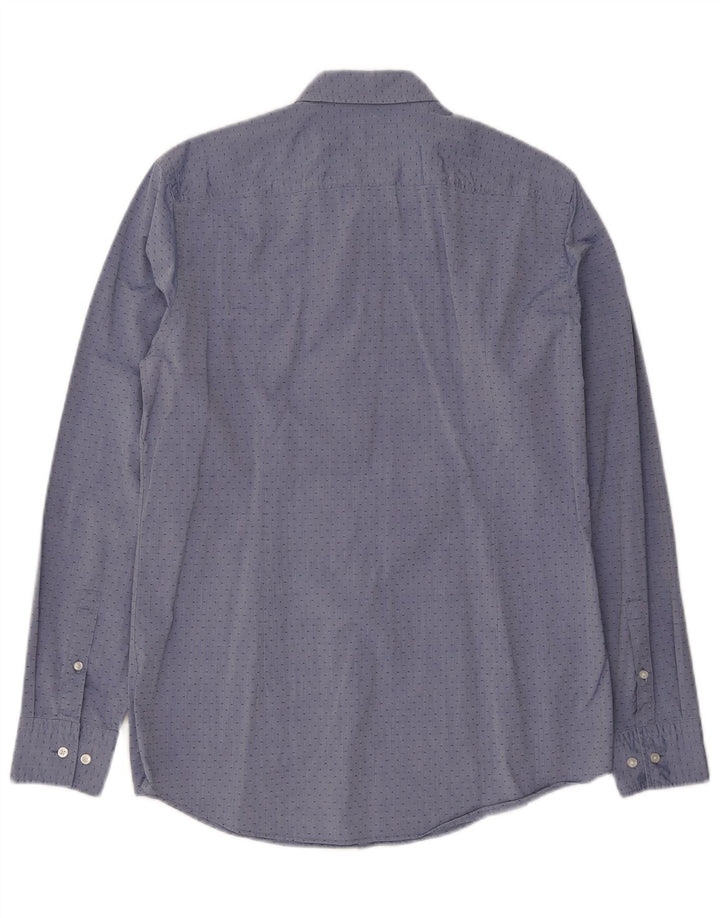 Hugo Boss Mens Slim Fit Shirt Size 15 3/4 40 Medium Blue Spotted