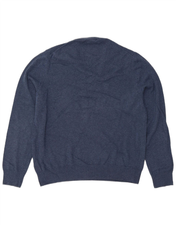 MARKS & SPENCER Mens V-Neck Jumper Sweater Large Navy Blue Cotton