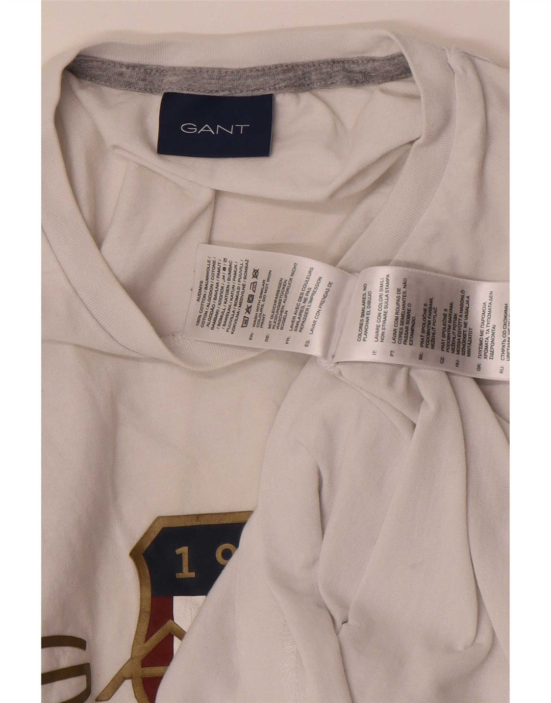 Gant Mens Graphic T-Shirt Top Medium White Cotton
