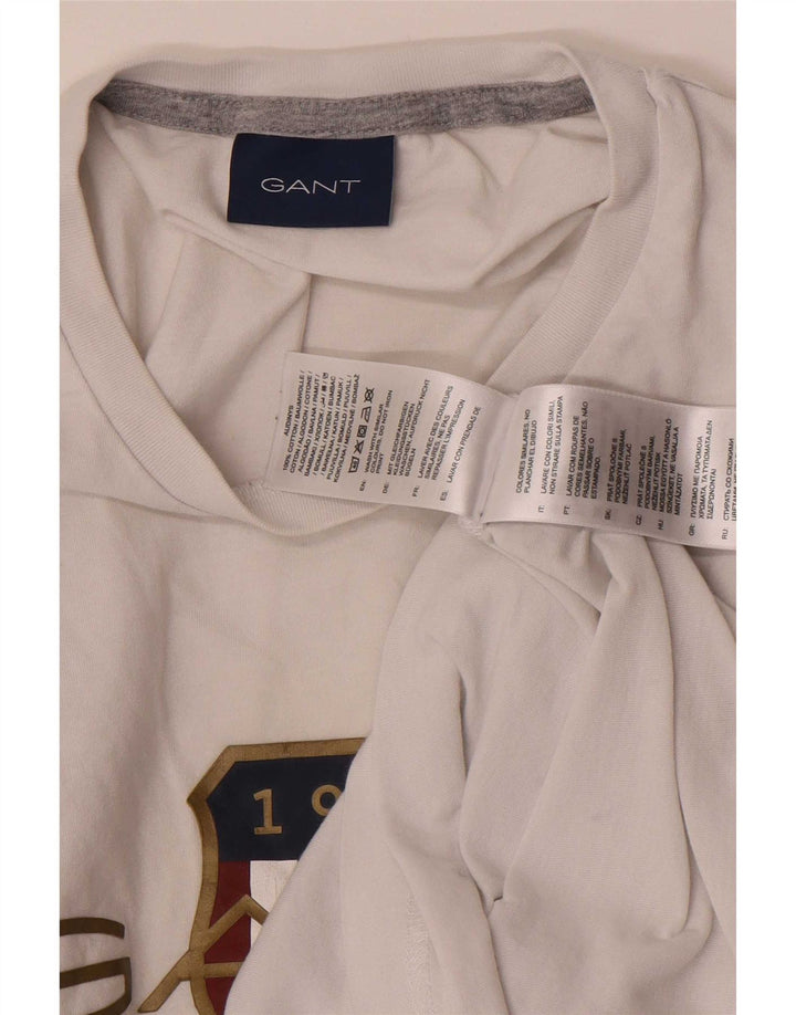 Gant Mens Graphic T-Shirt Top Medium White Cotton