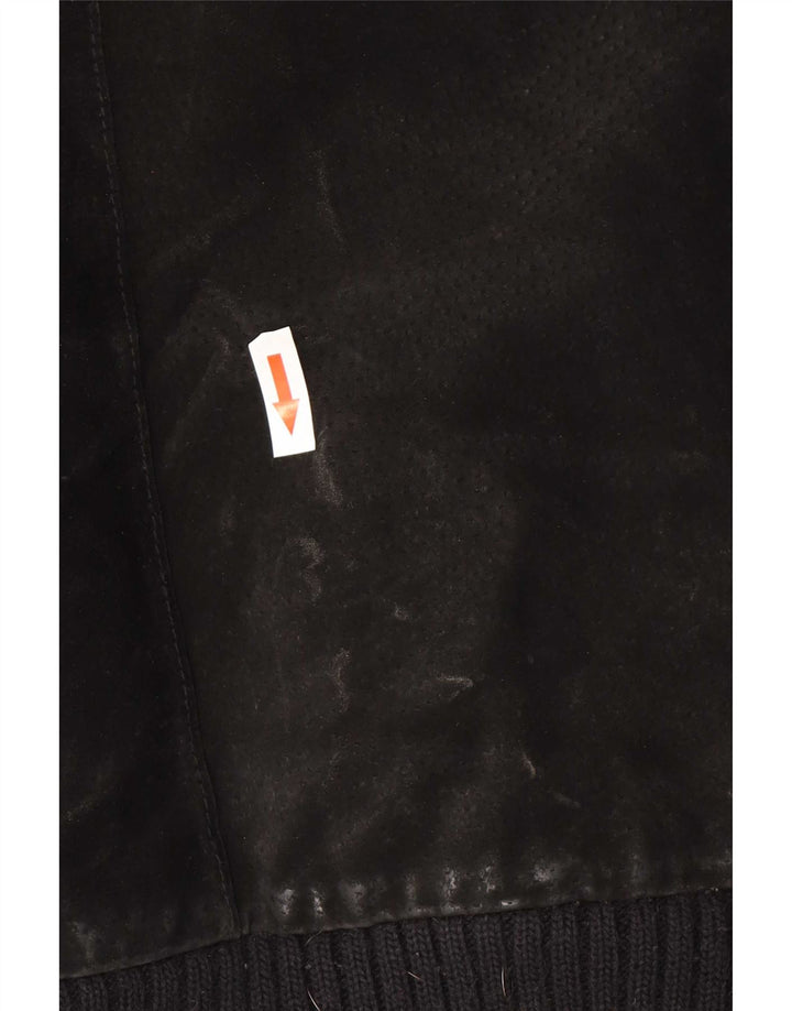 Vintage herre ruskind bomberjakke UK 42 XL sort læder
