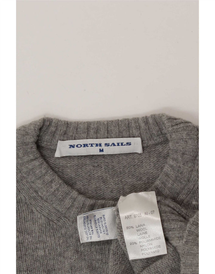 North Sails Pull col rond pour homme en laine gris moyen