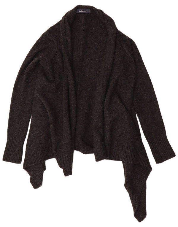 Zara Womens Asymmetric Open Cardigan Sweater UK 10 Small Grey Acrylic