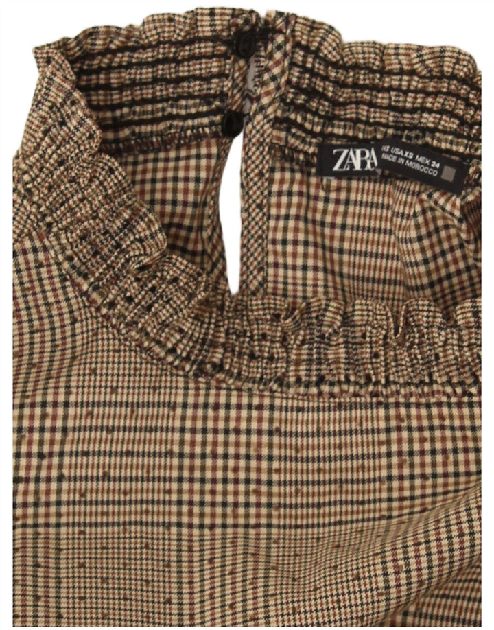 Zara Womens Basic Dress UK 6 XS Beige Houndstooth