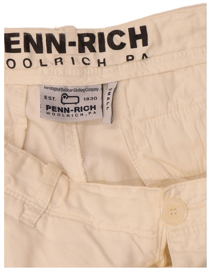 Woolrich Mens Penn-Rich Graphic Cargo Shorts Small W29  Off White Linen