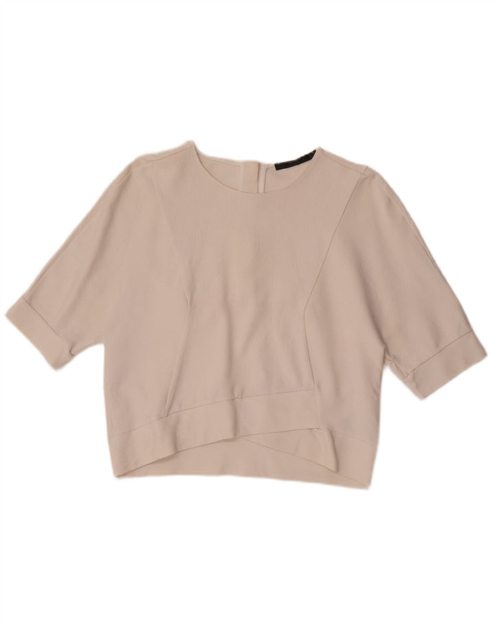 Top in camicetta da donna Zara UK 14 cotone bianco medio