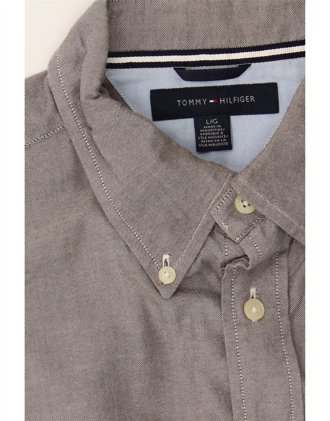 TOMMY HILFIGER Mens Shirt Large Grey Cotton Vintage Tommy Hilfiger and Second-Hand Tommy Hilfiger from Messina Hembry 