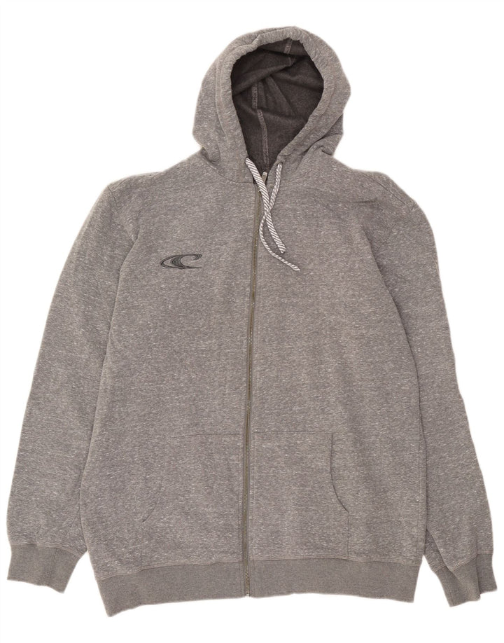 O'Neill Mens Graphic Zip Hoodie Sweater 2XL Grey Flecked Polyester