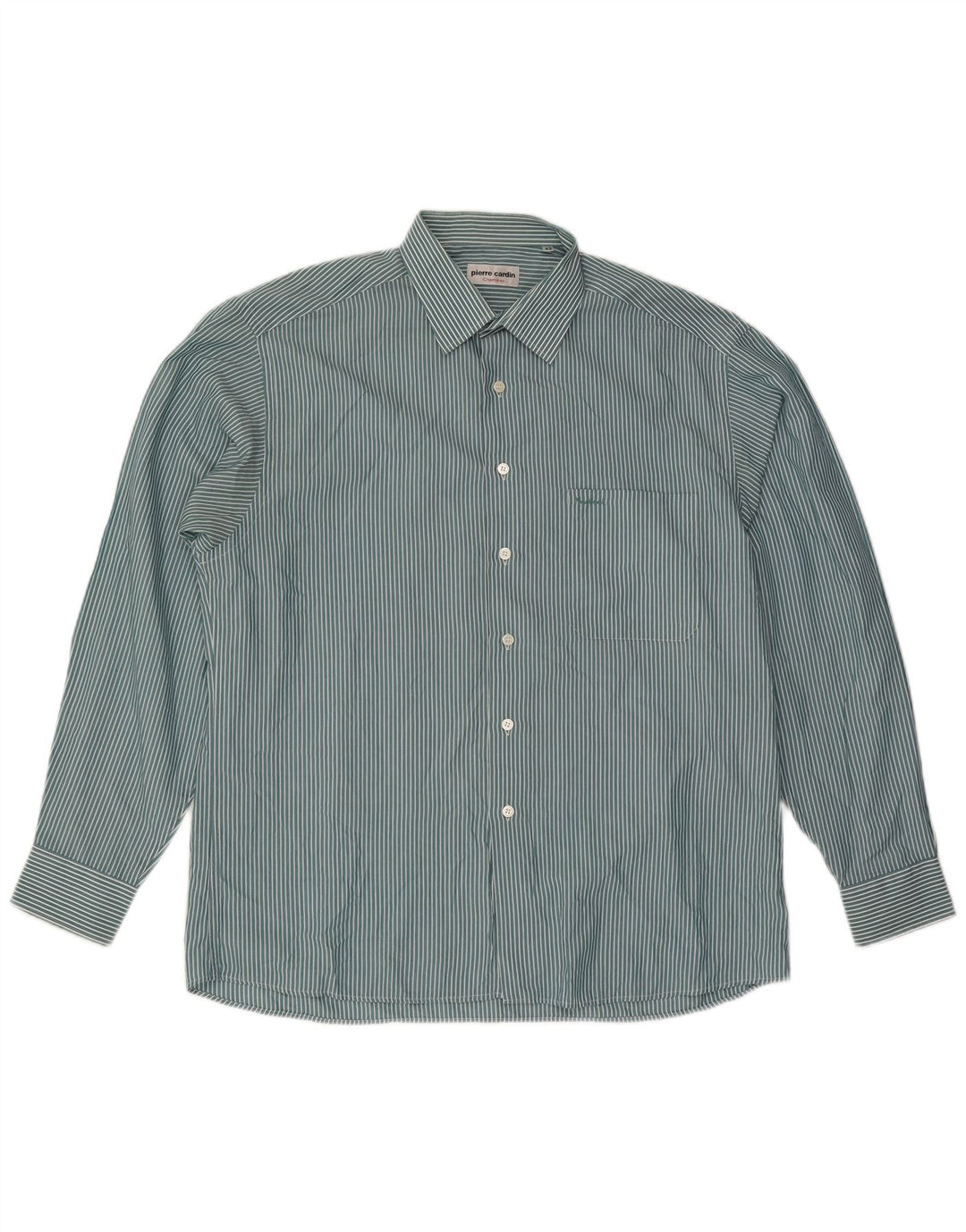 Pierre Cardin Mens Shirt Size 43 XL Blue Pinstripe