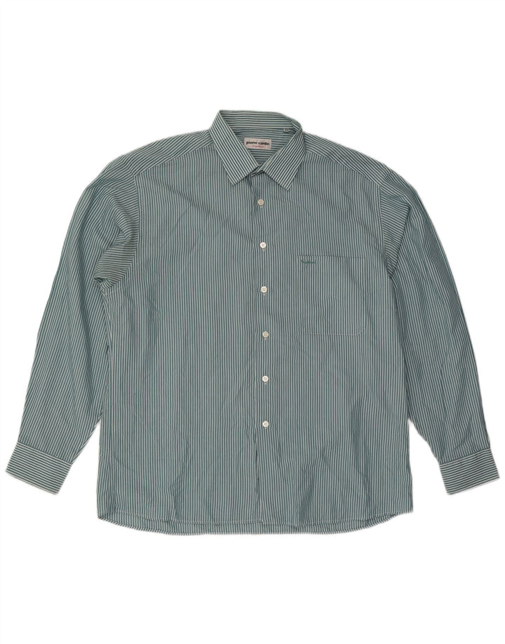Pierre Cardin Mens Shirt Size 43 XL Blue Pinstripe