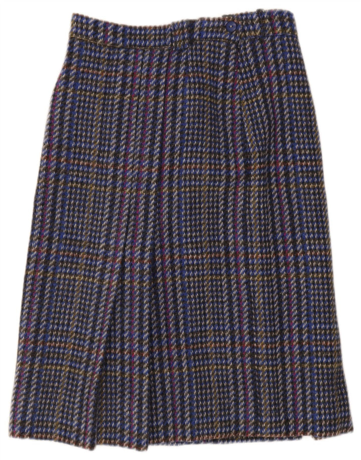 Vintage Womens Skirt W24 XS Blue Check Wool